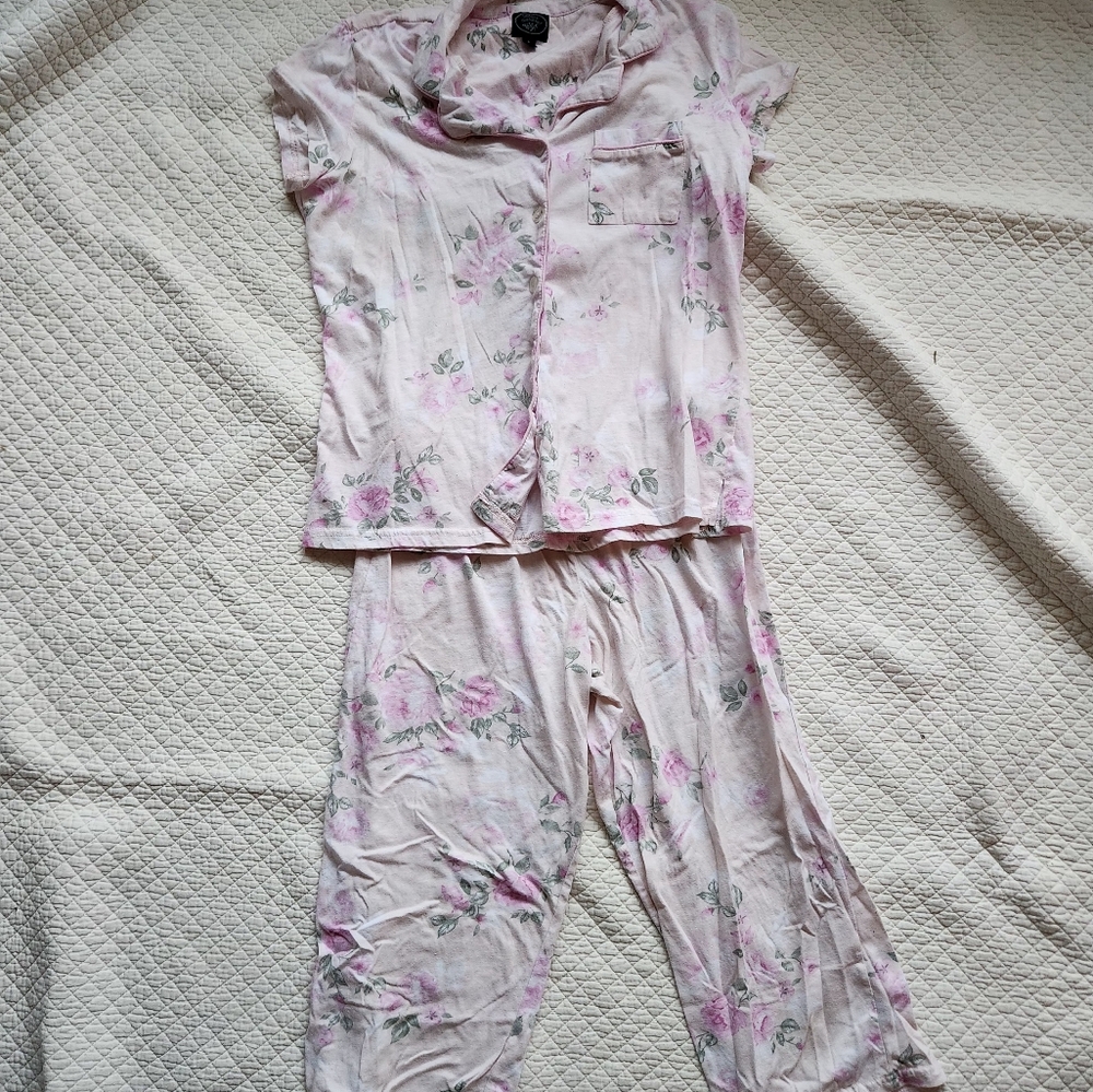 Vintage Laura Ashley Pink Floral Sleepwear Set
